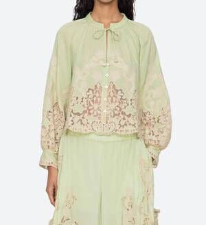 NEW SEA gracelyn lace top in green